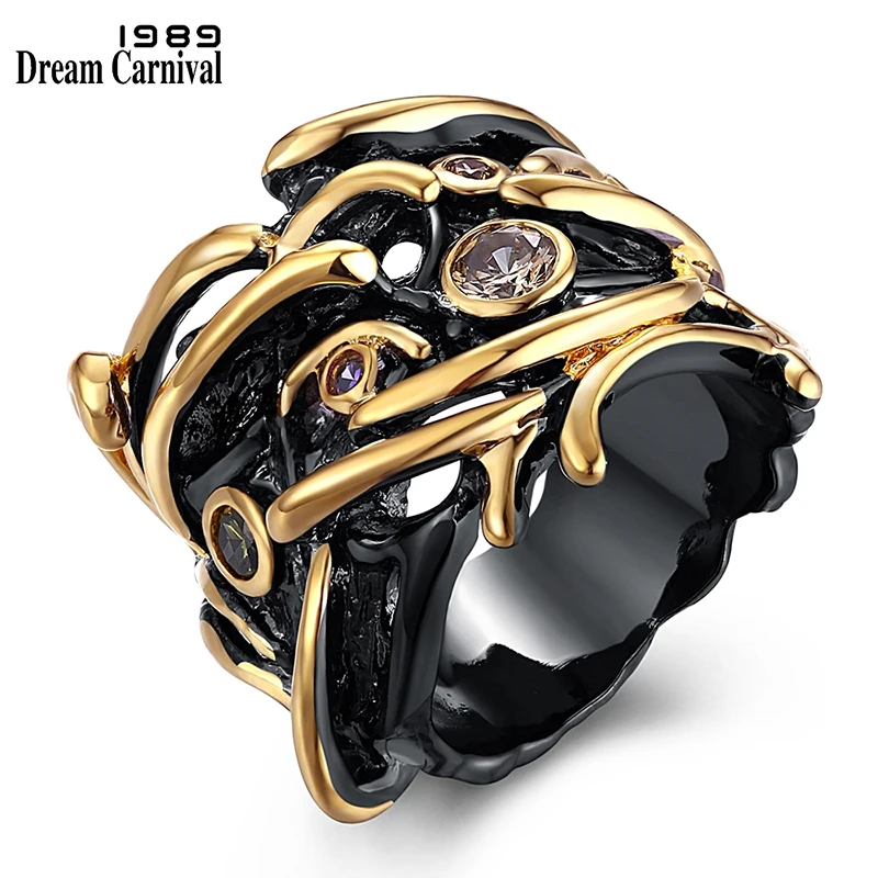 DreamCarnival 1989 кольцо для женщин готическое уникальное Черное золото цвет вечерние Подарочные CZ уличная мода драгоценность Anillos Mujer Ringen ZR14170|fashion rings for women|rings for womenring for | АлиЭкспресс