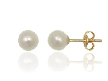 

Gold earrings with cultured pearl spherical 6mm