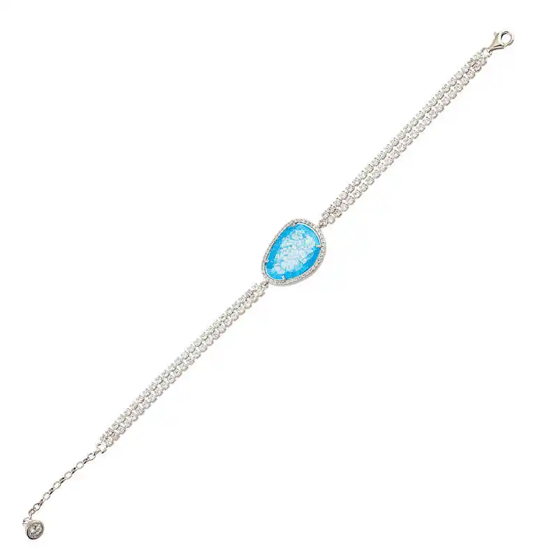 

Armagano 100% 925 Sterling Silver Blue Stone Water Ways Women 'S Bracelet High Quality and Original Women Wrist Straps