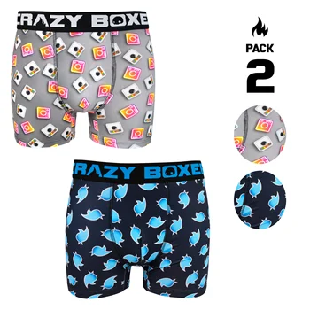 

Crazy boxer pack 2 boxer shorts for men printed in microfiber
