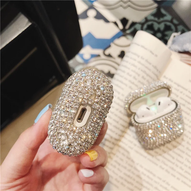 

Luxury 3D Bling diamonds hard case for Apple Airpods 1 2 protective Wireless Bluetooth Earphone Accessories cover Charging box