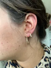 ANENJERY de Plata de Ley 925 Plata geométrica Oval aro pendientes para las mujeres Simple de Metal de estilo desmontable pendientes para las mujeres S-E1412