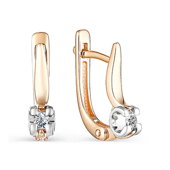 

Gold earrings 585 silver with stones: Diamond, women's earrings, fashion jewelry, female.