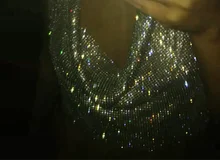 Tank-Tops Crop-Top Diamonds Rhinestone Night-Club Backless Metal Party Deep-V-Neck Summer