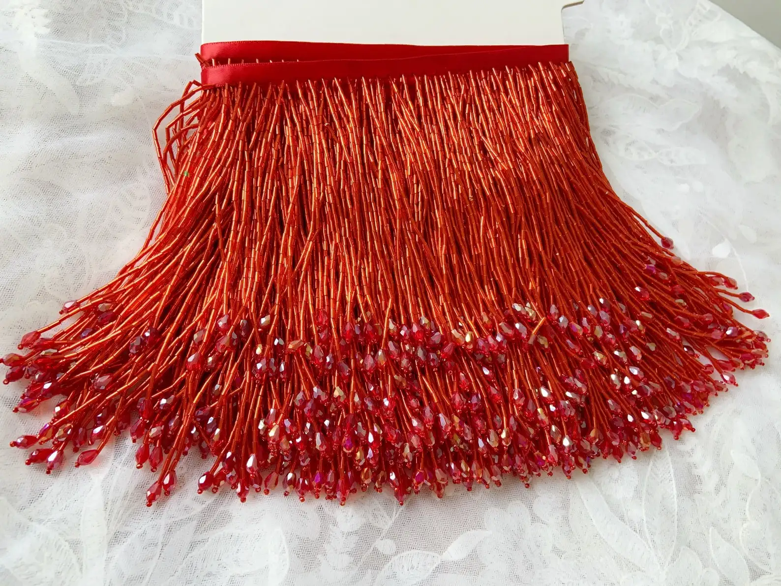 1 yard Gold Heavy Bead Fringe Tassel Trim For Dance Costume Haute Couture Dress Trimming beading fringe gold silver blue