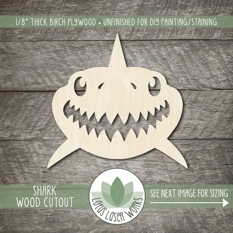 

Shark Wood Cutout, Blank Wood Shapes, Wooden Craft Cutouts, Wooden Shark Head Shape, Shark Party Decor