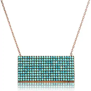

KUTAYDAN 925 Sterling Silver Blue Cubic Zirconia Rectangle Ladies Necklace