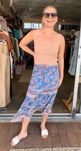 Swing Skirts Flower-Print Bohemian Stitching Waist Ruched Ruffle Women Beach Lacing-Up
