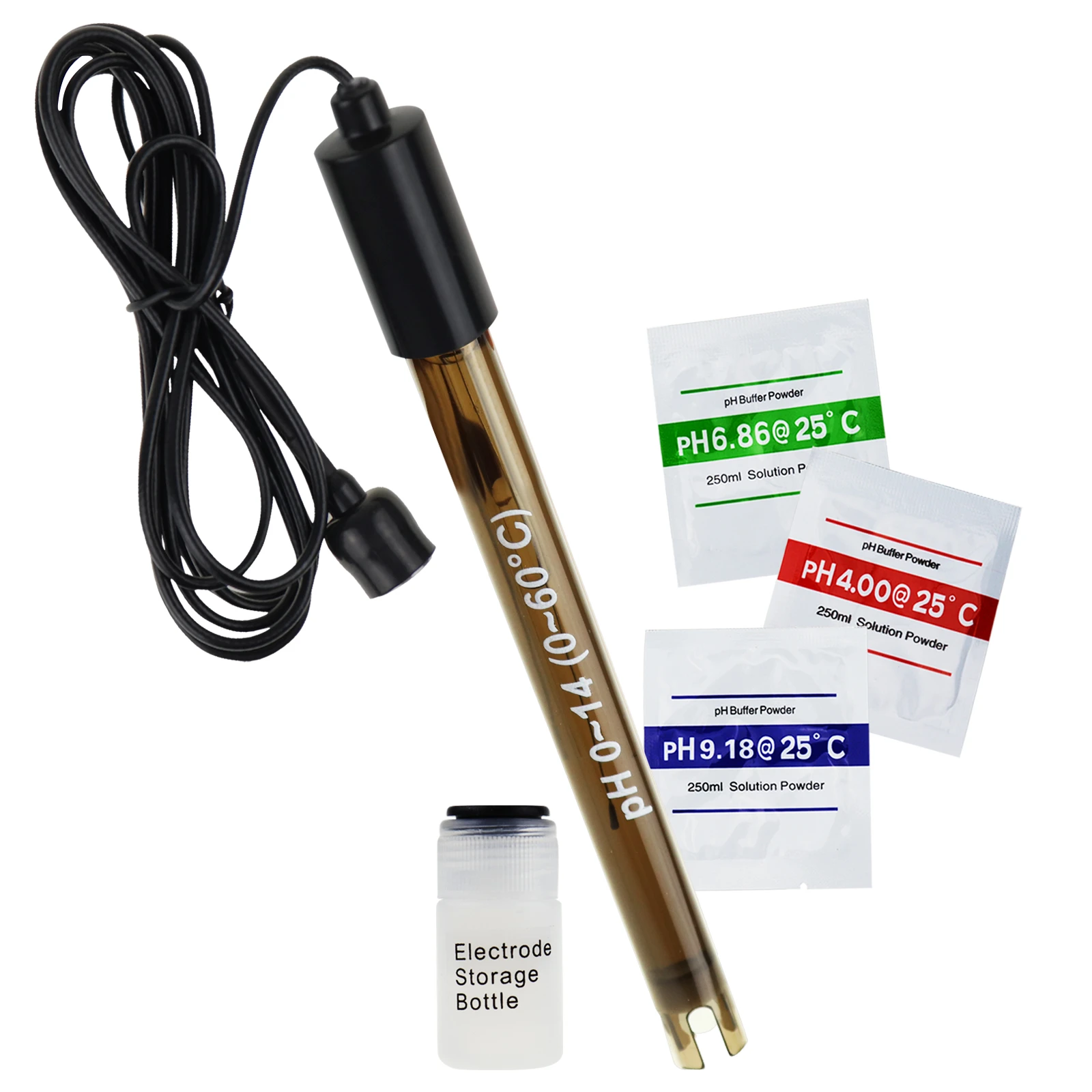 Replacement Ph Electrode W/ Calibration Powder, Highly Accurate Probe W/ 200cm Bnc Connector For