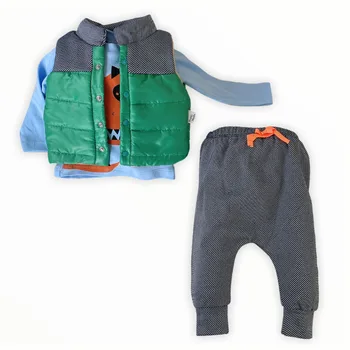 

3 Pieces set 2020 Winter Children's Down Cotton Vest Baby Boy Sleeveless Garment Animal cartoon grey blue yellow