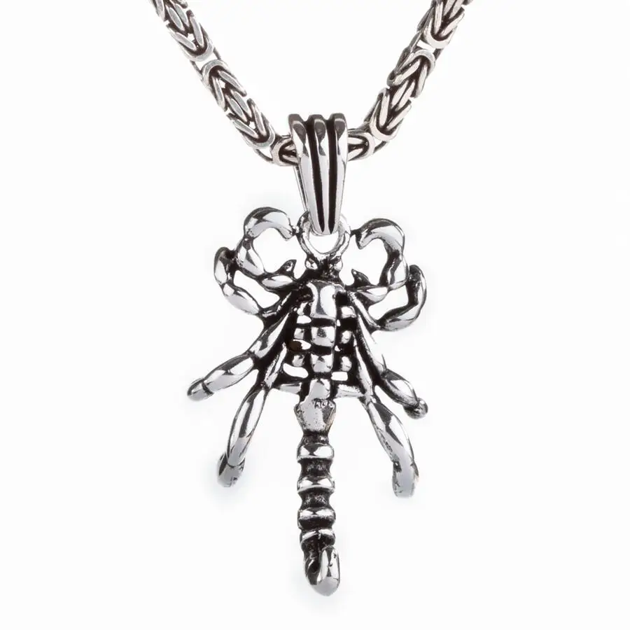 

925 Sterling Silver Scorpion Pendant Necklace with King Chain Fashion Turkish Premium Quality Handmade Jawelery