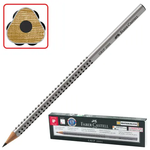 Карандаш чернографитный FABER-CASTELL 1 шт. &quotGrip 2001" 2B трехгранный без резинки 117002