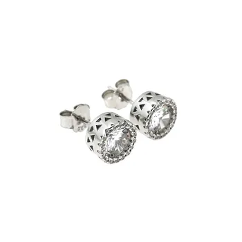 

Sterling silver earrings 925m Rhodium stones zircons 8mm. [AC0625]