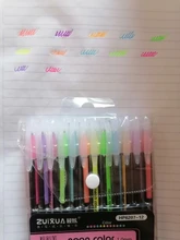 12 unids/set juego de bolígrafos de Gel de brillo bolígrafos para la escuela Oficina libro para colorear para adultos revistas dibujo garabatos arte marcadores de pluma de promoción