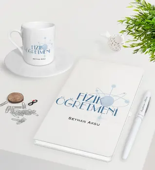 

Personalized Physics Teacher White Notebook Pen Turkish coffee Cup Seti-1
