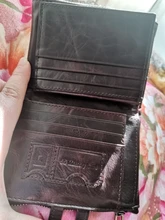 Cuzdan-cartera corta de cuero genuino para hombre y mujer, monedero masculino, tarjetero para licencia de conducir