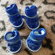 4 unids/set zapatos para perros de invierno de perro caliente botas de nieve zapatos de cuero de la PU para perros pequeños perros Chihuahua impermeable antideslizante cachorro para mascotas zapatos