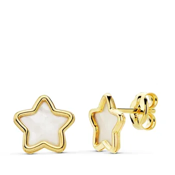 

Earrings 18k Gold Star 8mm. Mother-of-pearl [AB4722]