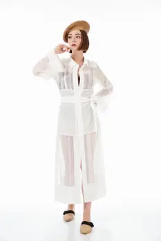 

Women & Women White Lace Shirt Dress Shirt Kimono Beach Dress