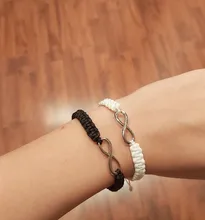 Conjunto de pulseras de la amistad para parejas, juego de pulseras y brazaletes Retro hechos a mano, Infinity, 2 uds.