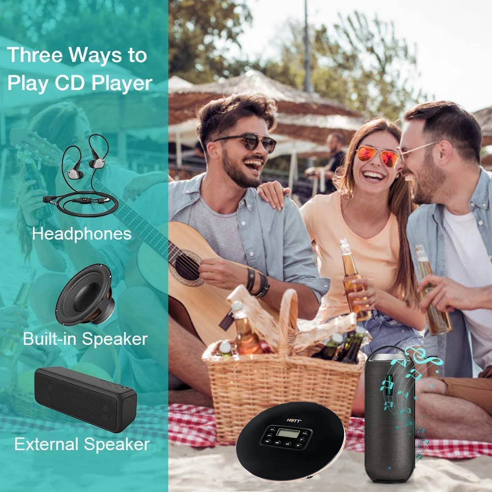 HOTT CD711T Rechargeable Bluetooth Portable CD