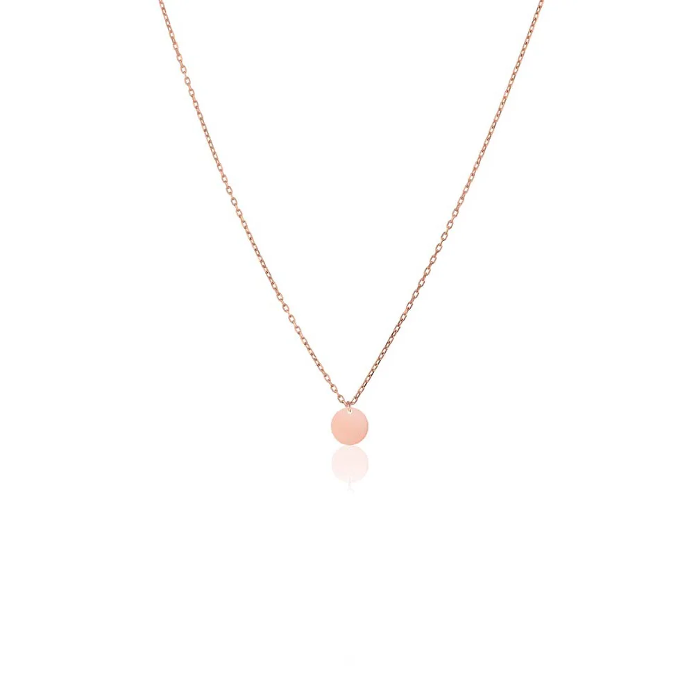 

Минималистичное ожерелье 0,5 см с круглой пластиной, подвеска, ювелирное изделие, 925 пробы, серебро, розовое золото, с цепочкой