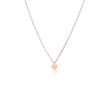 

Minimalist 0.5cm Circle Plate Necklace Pendant Jewelry 925 Sterling Silver Rose Gold Plated with Chain