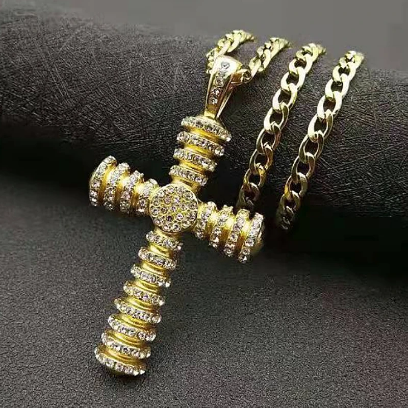 New HIP HOP Catholic Cross Pendant Necklace Unisex Jesus Religious Fashion Accessories Anniversary Birthday Jewelry Party Gift |