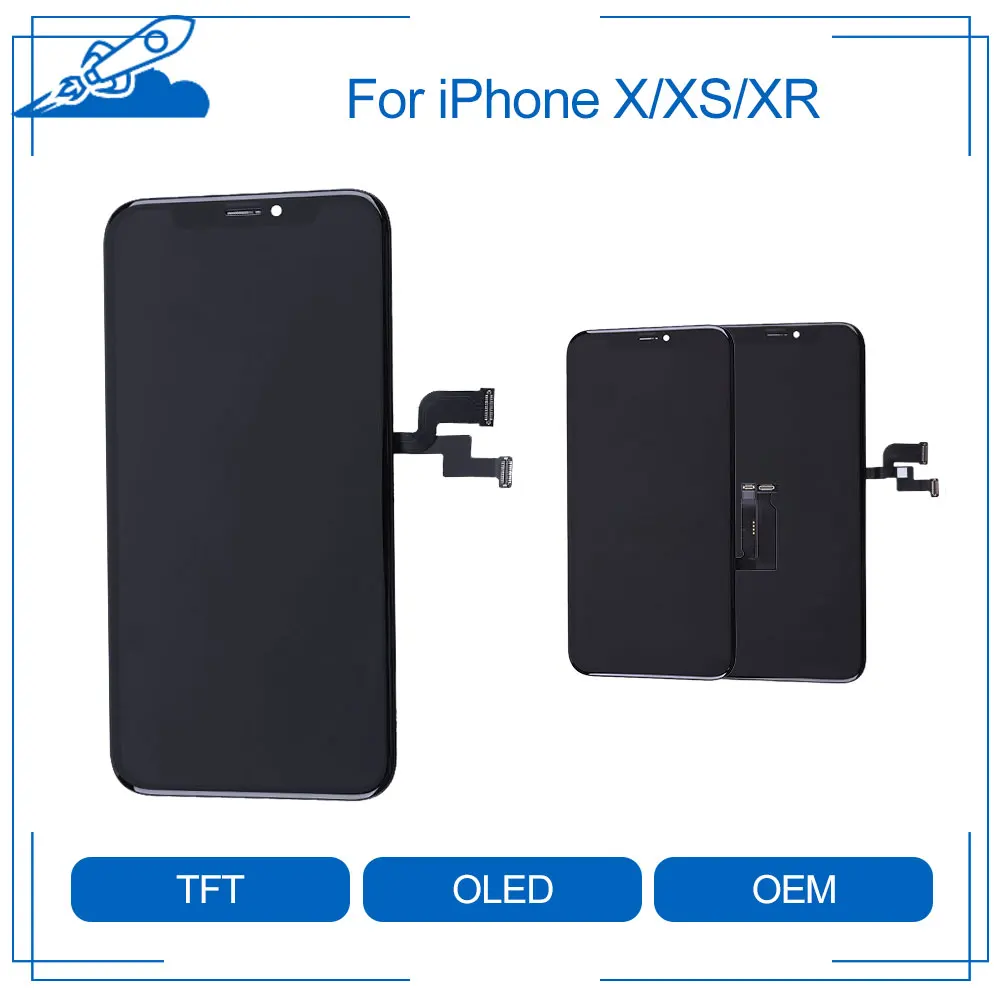 Для iPhone X XR XS OEM lcd сенсорный экран гибкие OLED Super AMOLED дисплей дигитайзер сборка запасные части черный и белый