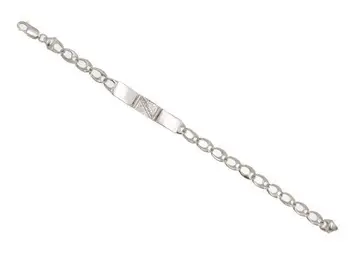 

STERLING SILVER BRACELET IDENTITY WITH 3 PLATES TO WITH ZIRCONS