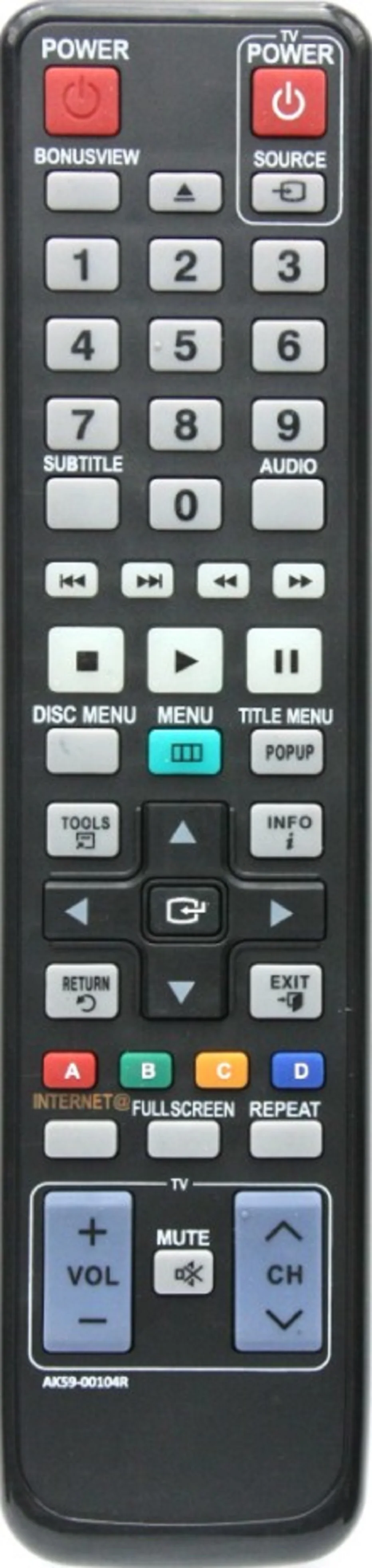 Remote control for Samsung ak59-00104r BD bd-c5500 bd-c5500p/Xer bd-c6500 BD-C6900 bd-c7500 bd-c4600 bd-c5300 bd-c5400 bd-c6600 |