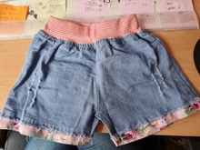 Pantalones cortos de vaquero con cintura elástica para niñas, bermuda femenina de princesa con estampado de flores a la moda para verano