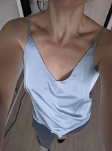 Top Women Tank-Tops Spaghetti-Strap White Cami Satin Silk Summer Camisole Basic V-Neck