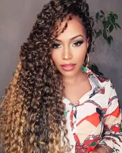 Meepo-mechones de cabello sintético Afro rizado, extensiones de cabello de 32 pulgadas con rizos súper largos, pelo de color marrón, Rubio, degradado