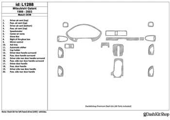 

Interior lining for Mitsubishi Galant 1999-2003. Set L1288.