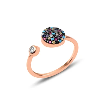 

KUTAYDAN Mix Zircon Cubic Zirconia Adjustable Ring 925 Sterling Silver