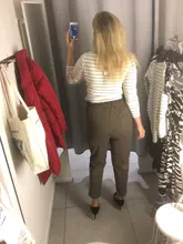 Womens Pants Trousers Harem Woolen Black High-Waist Winter Plus-Size Warm LYZCR Ankle-Length