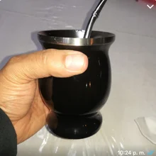 Yerba-Juego de tazas de té de calabaza Natural Mate, 8 onzas, paja Mate, cepillo de limpieza, acero inoxidable, doble pared, fácil de limpiar