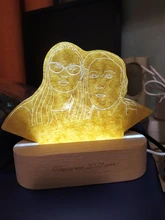 Night-Light Wooden-Base Text-Photo Christmas-Gift Customized Wedding DIY Holiday 