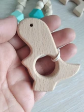 Mordedor de madera orgánico para bebé, mordedor en forma de Animal Natural, juguete de dentición, cuentas de silicona, regalo para bebé recién nacido, 2 uds.