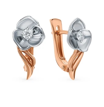 

Gold earrings with diamonds sunlight sample 585