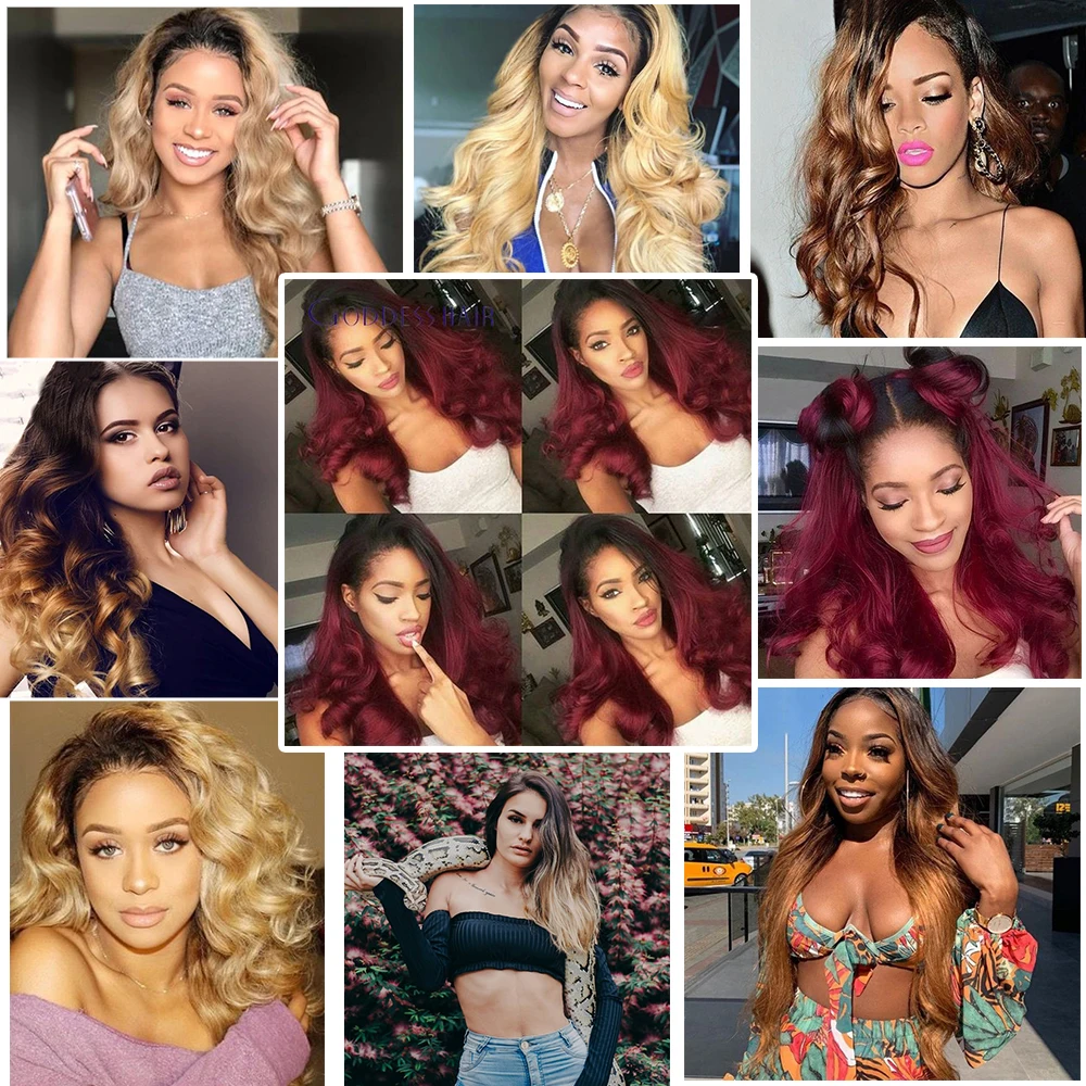 Onda do Corpo Extensões de Cabelo Real Barato Loira Ombre Cabelo Humano Bndles 3 Pçs t 1b - 4 27 Bom Mel 9 Cheap Pacotes com 34