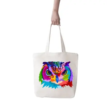 

Angemiel Bag Big Colorful Owl Picture Shopping Beach Tote Bag