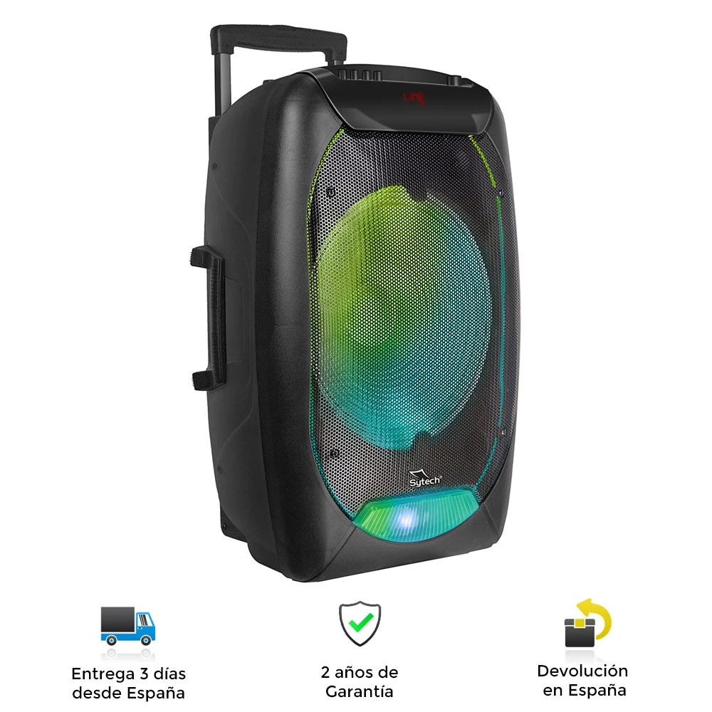 Altavoz bluetooth, potente, portatil, luces RGB, USB, Micro SD, pantalla LED, asa, ruedas, microfono, bateria, fm, altavoz|Altavoces - AliExpress