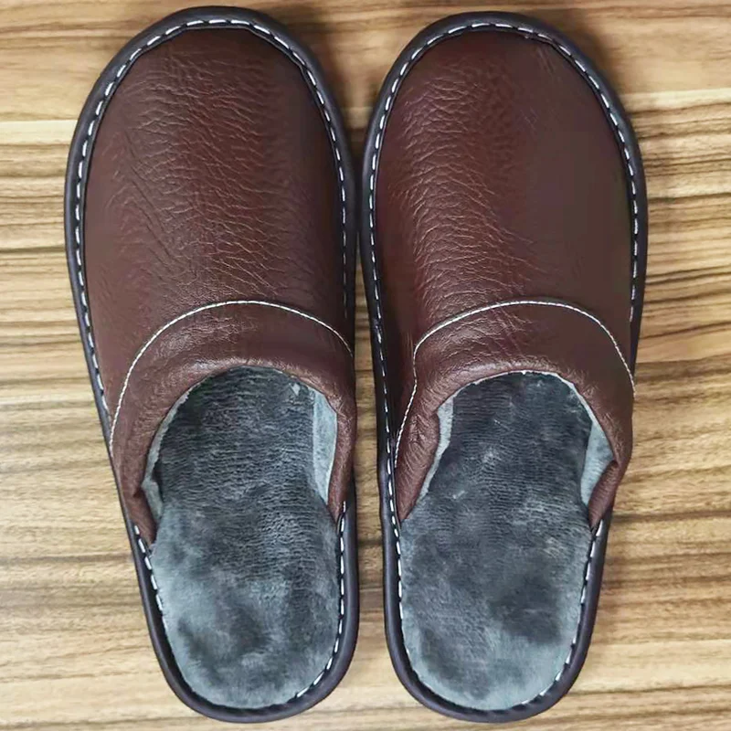 Prägnante Kunstleder-Hausschuhe für Herren, warme Schuhe, Innenfell-Slides, Pantoletten, Heimgast-Slipper, große Größe 47, 48, Mann, Ehemann, Plüschschuh – Detail 21