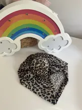 Sombrero con estampado de leopardo con nudo de bola redondo para recién nacido, gorro de turbante para bebé, accesorios para el cabello, accesorios para fotos