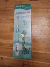 Seago-cepillo de dientes eléctrico para niños, boquillas de repuesto con recordatorio inteligente, luz LED, suministro de batería, Sónico, 3 años +