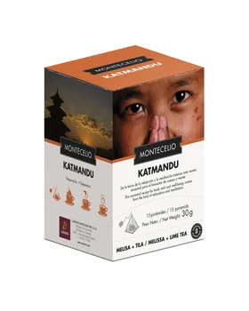 

MONTECELIO Infusion Tila, Melissa AND Rooibos In Pyramids. MONTECELIO Katmandu. Infusion Relaxing. 15 pyramids