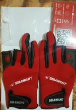 SeaKnight-guantes de pesca deportivos SK03, 1 par/lote, 3 guantes de cuero transpirable de medio dedo, equipo de pesca de neopreno y PU