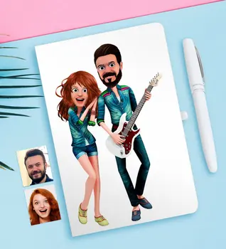 

Personalized Valentine 'S Animation Caricature Of White notebook And Pen Gift Seti-31